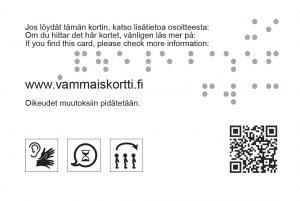 Kuva Vammaiskortin kääntöpuolesta jossa on QR-koodi.